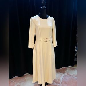 Calvin Klein cream colored belt dress